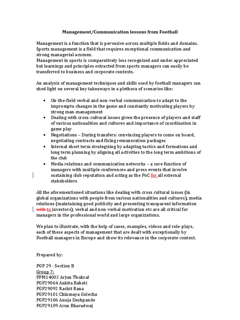 Football's Management Lessons | PDF | Business