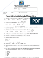 Exercício Avaliativo de Matmática - 9º Ano - Álgebra - 14-06-2012 - 2º Bimestre