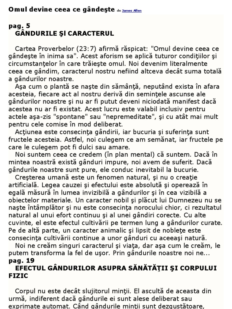Omul Devine Ceea Ce Gandeşte de James Allen | PDF