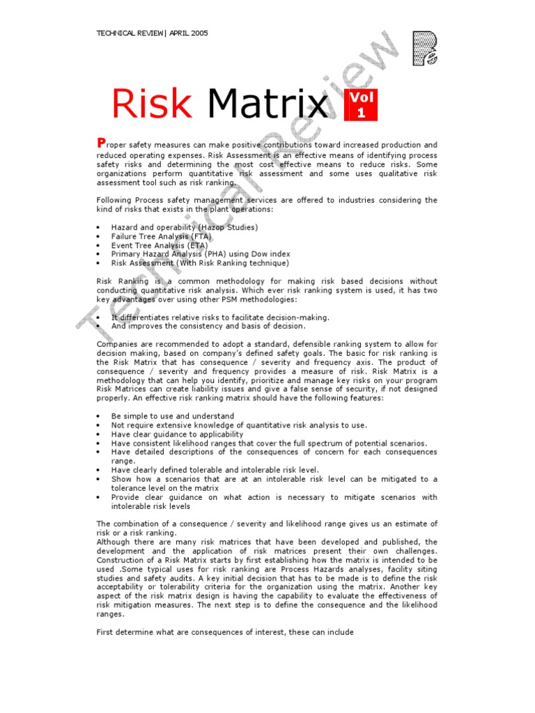 Risk Assessment Matrix Overview | PDF