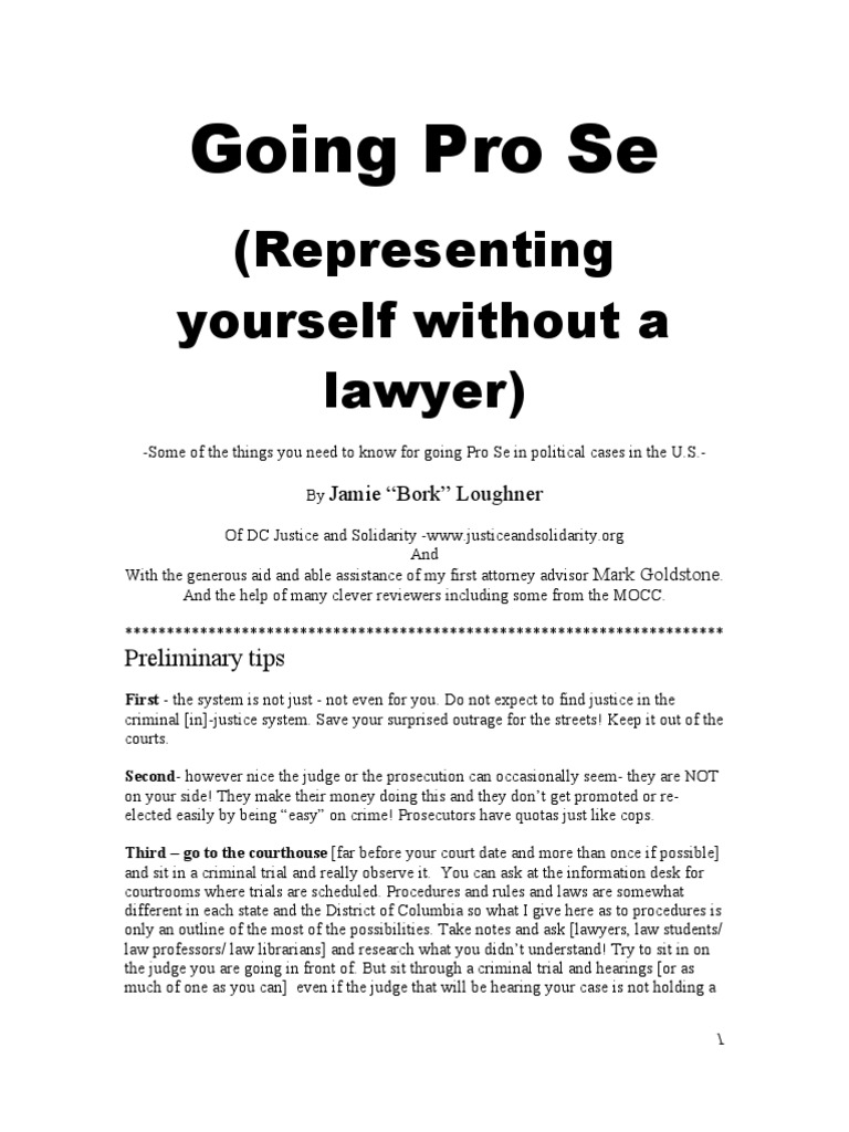 Going Pro Se: Representing Yourself Without A Lawyer | PDF | Plea ...