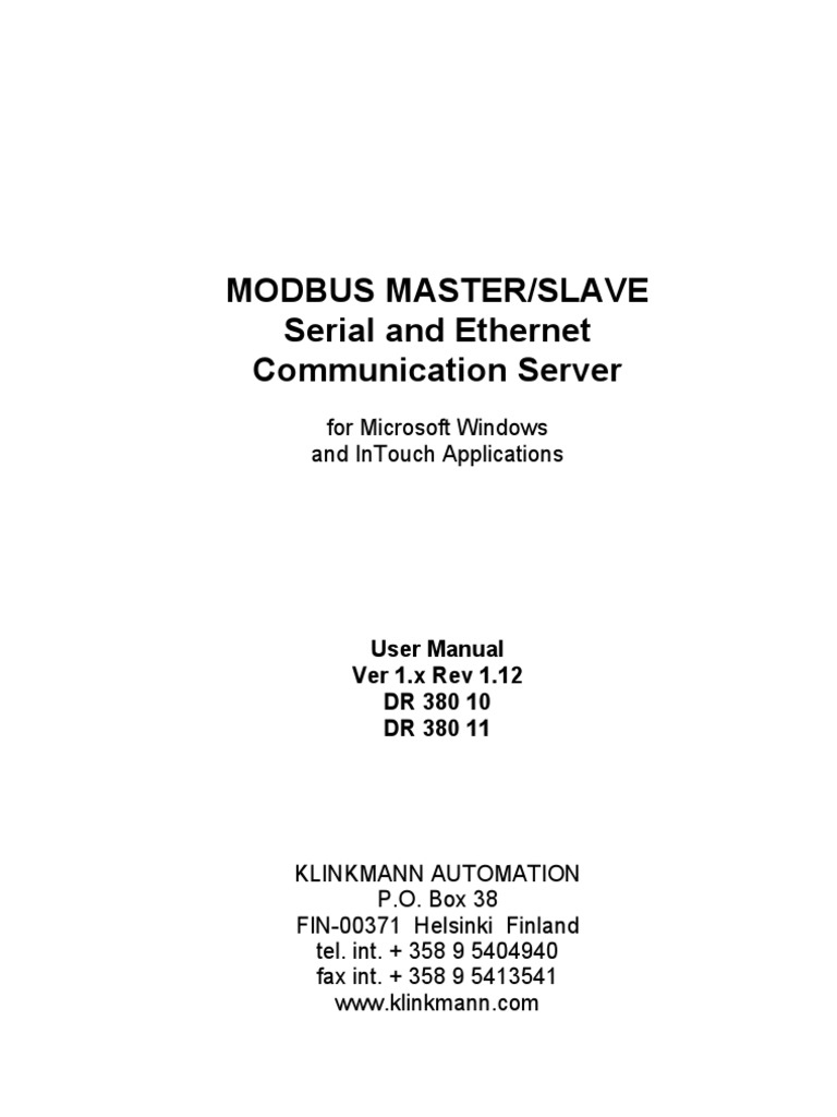 MODBUS Communication Server User Manual | PDF | Network Socket | Port ...