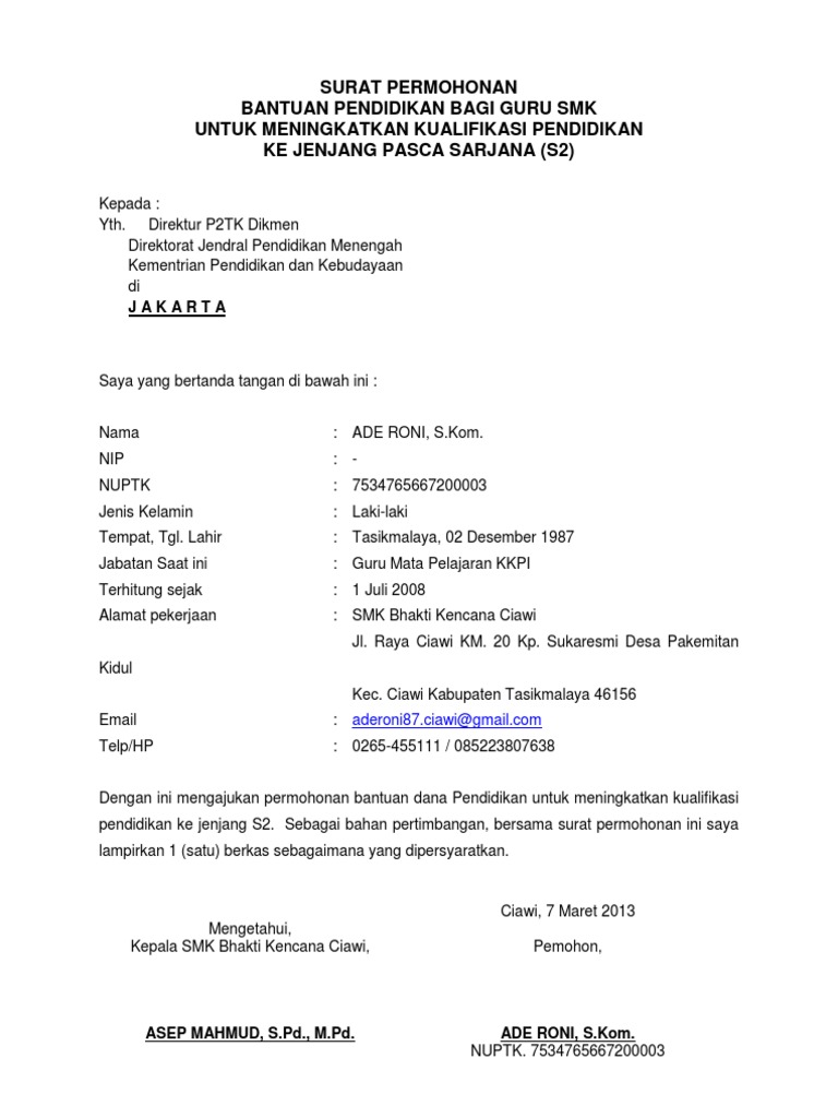 Contoh Surat Permohonan Pdf