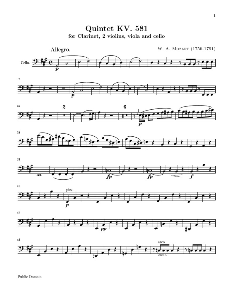 Mozart Quintet k581Cello