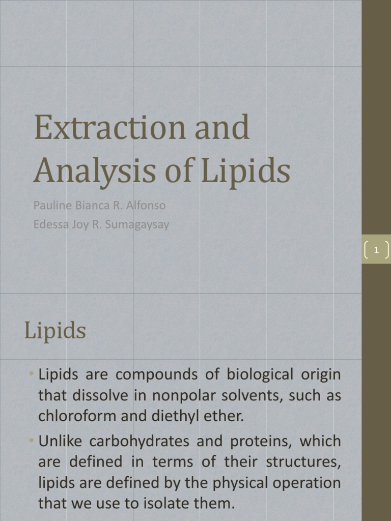 Lipid Extraction Techniques Overview | PDF | Gas Chromatography ...