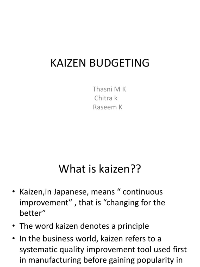 Kaizen Budgeting PDF Inventory Quality Management