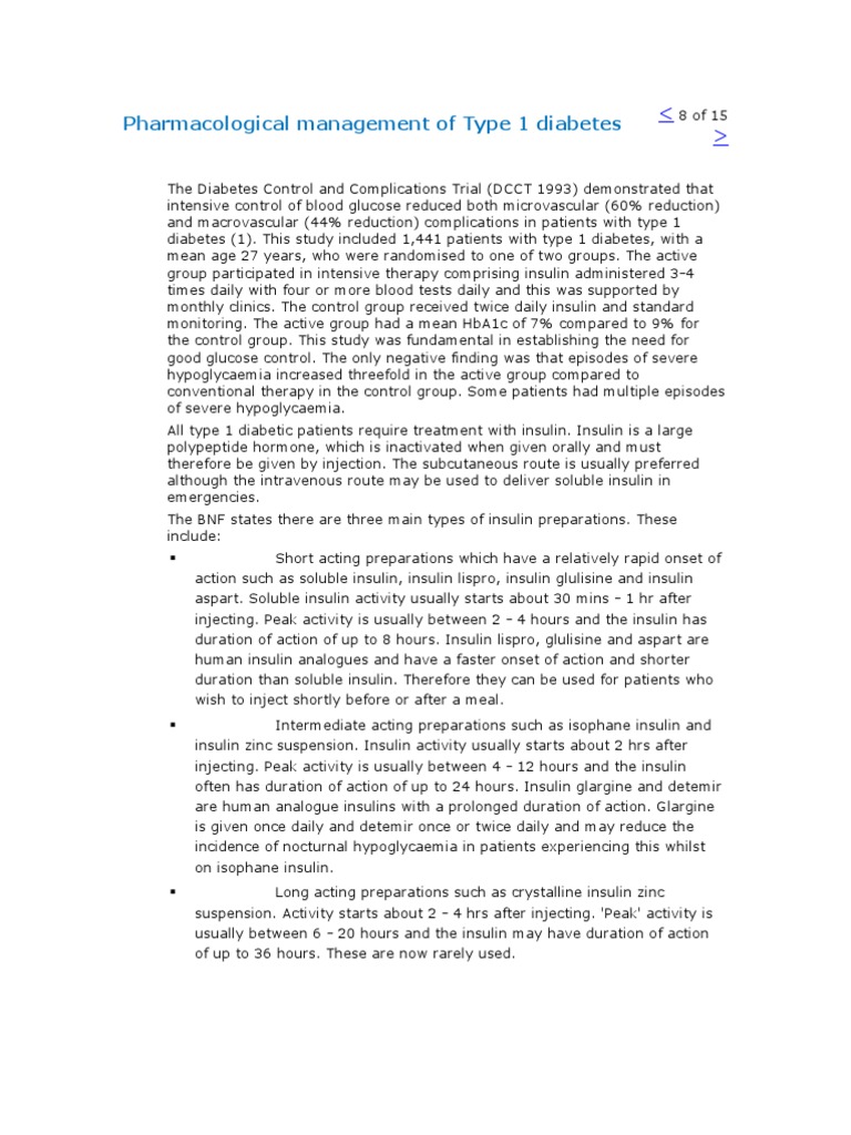 Pharmacological Management of Type 1 Diabetes | PDF | Diabetes Mellitus ...