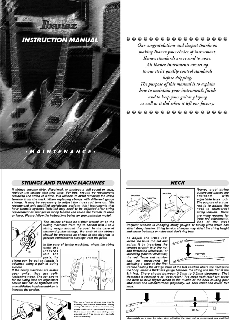 Instruction Manual: - Maintenance | PDF | Guitars | String Instruments