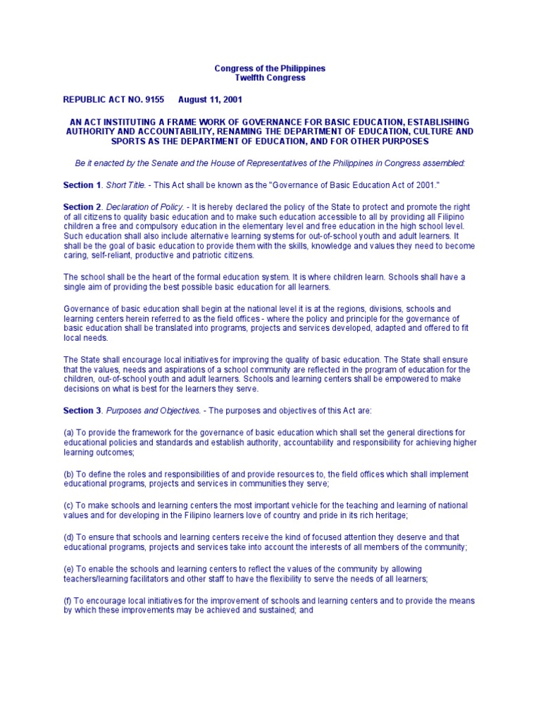 Ra 9155 Deped | PDF | Governance | Learning