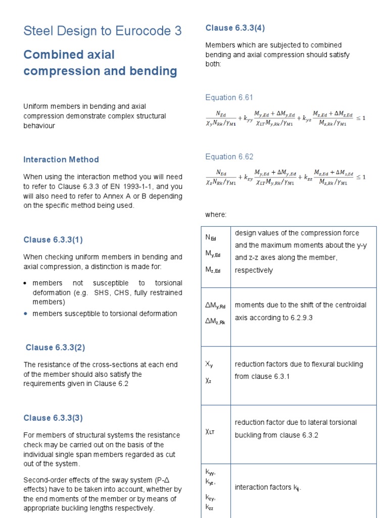 10 Combined Axial Compression and Bending Handout | PDF | Bending ...