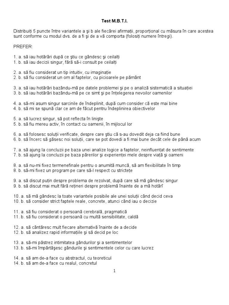 Test MBTI | PDF