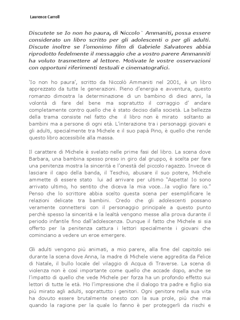Riassunto Del Libro Io Non Ho Paura