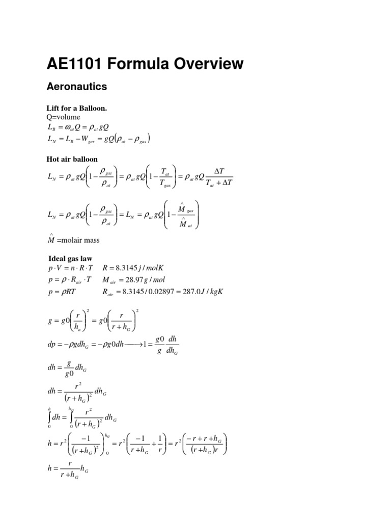 Formula Overview (Aeronautics) | PDF