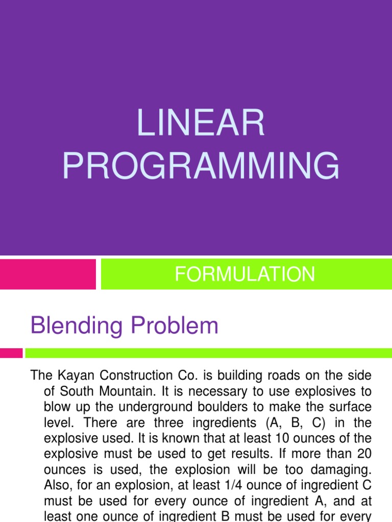 LINEAR PROGRAMMING Formulation Example | Business image.