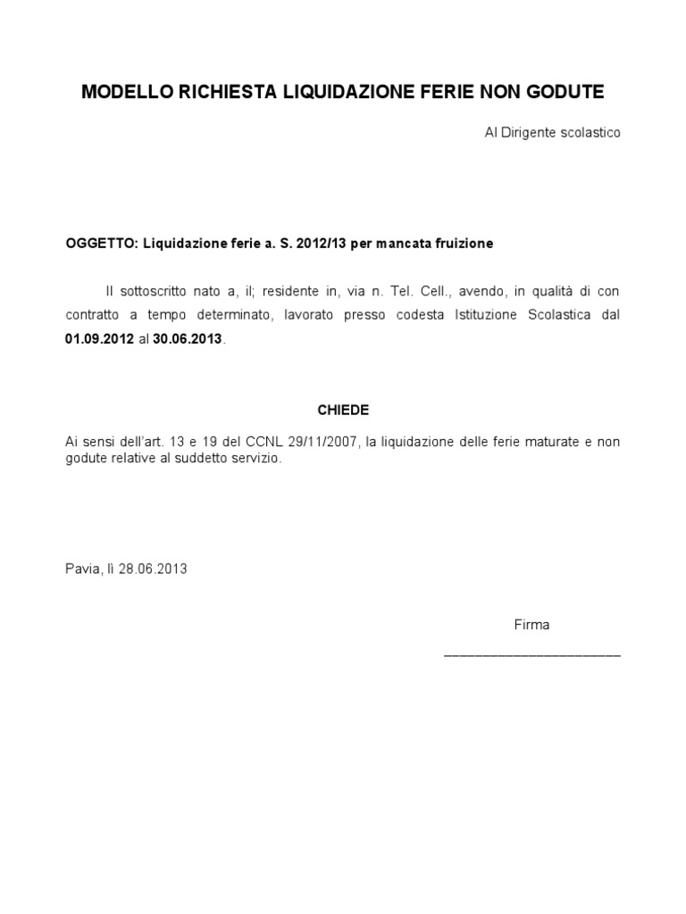 geekvape aegis solo 3 istruzioni Modello Richiesta Liquidazione Ferie Non Goduteiii