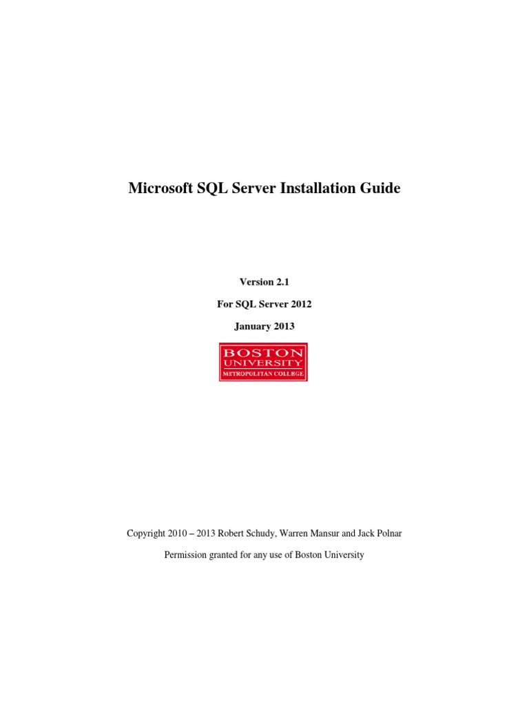 SQL Server 2012 Installation Guide | PDF