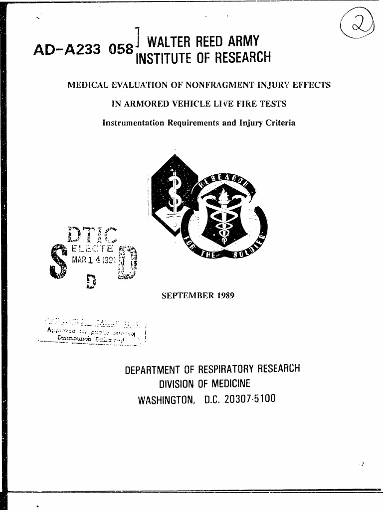 Medical Evaluation of Non Fragment Injury Effects in Armored Vehicle Live Fire Tests PDF