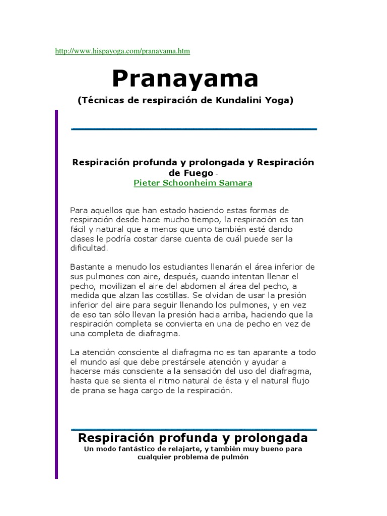 Beneficios del Pranayama en Kundalini | PDF | Respiración | Pulmón