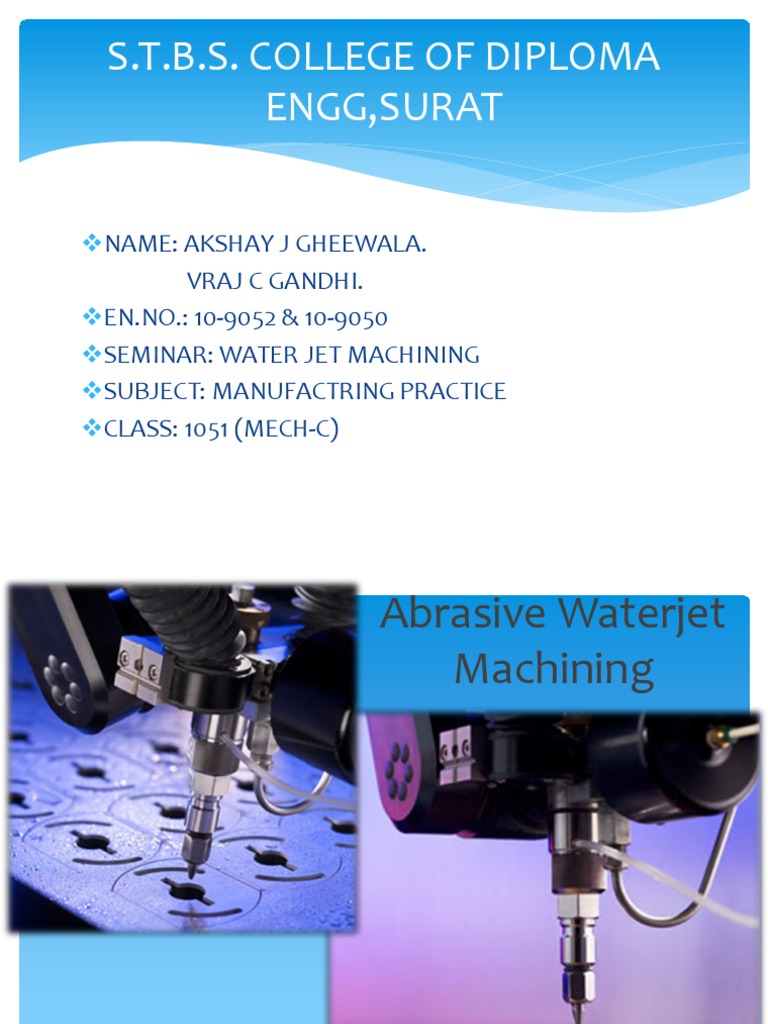Water Jet Machining PDF Machining Abrasive