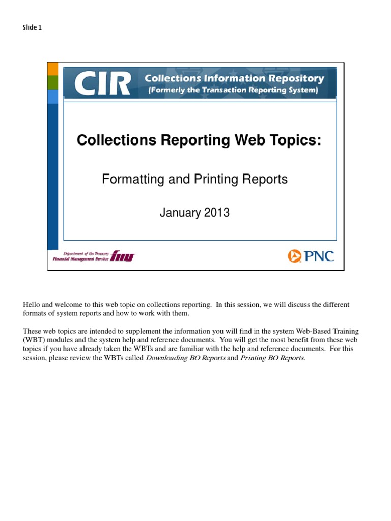Formatting and Printing Reports | PDF | Microsoft Excel | File Format