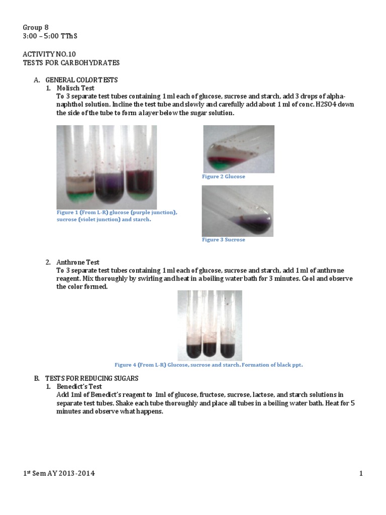 Biochem Lab Act 10 TESTS FOR CARBOHYDRATES Carbohydrates