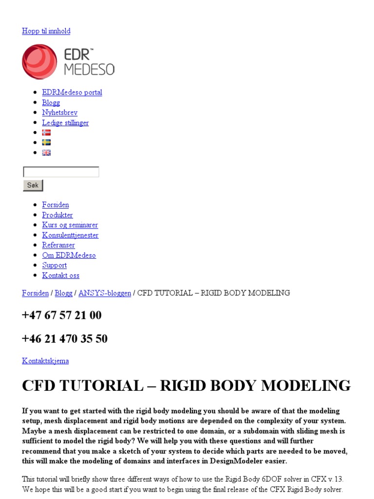 CFD Tutorial - Rigid Body Modeling - Edr | PDF | Rotation Around A ...