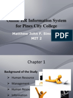 Online HR Information System For Pines City College: Matthew John F. Sino Cruz