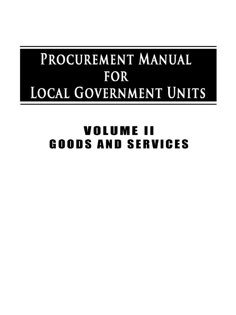 Procurement Manual For LGUs Goods and Services PDF Procurement
