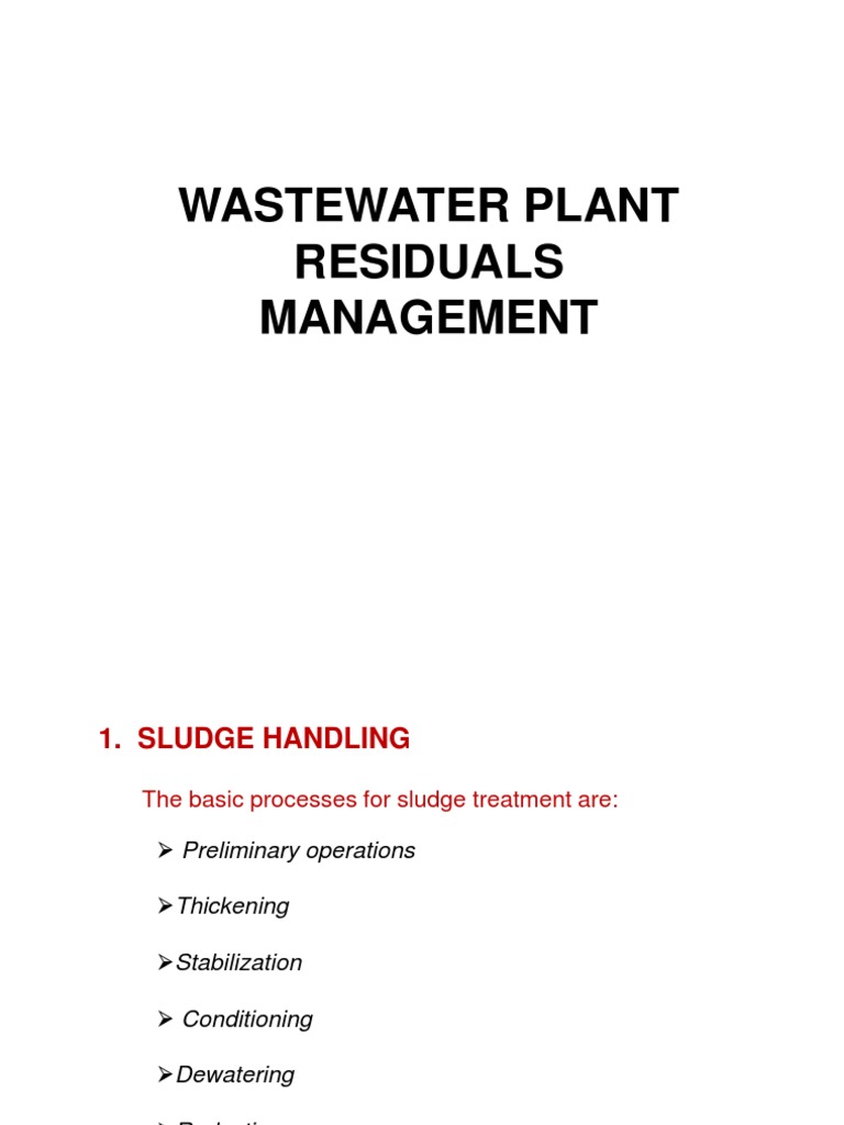 Wastewater Plant Residuals Management PDF Anaerobic Digestion