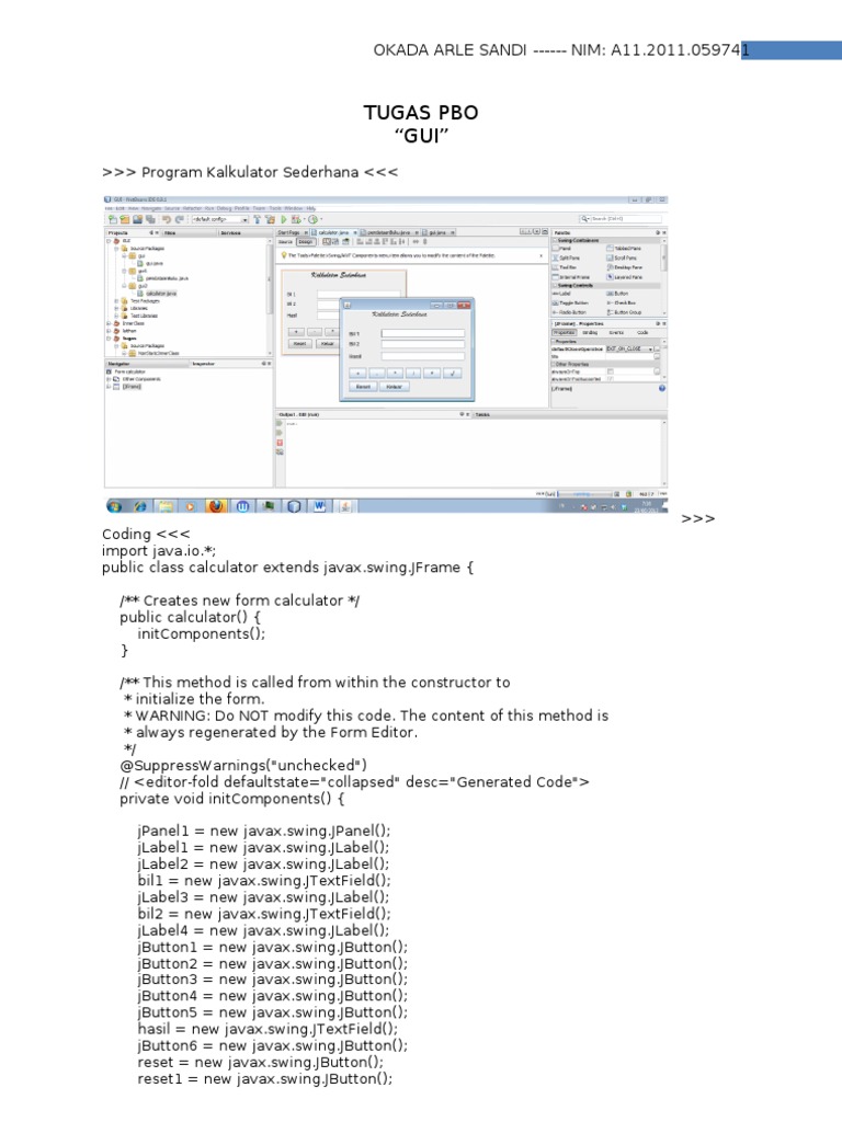 Simple Java Calculator GUI Code | PDF
