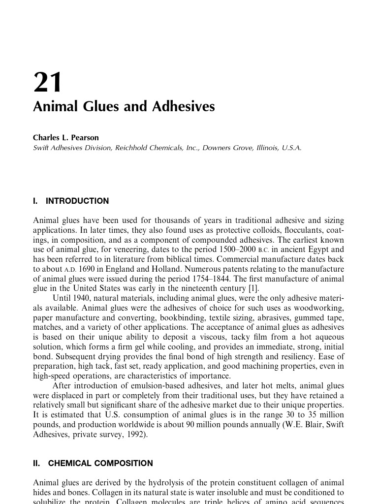 Animal Glues and Adhesives Swift Adhesives Division, Reichhold