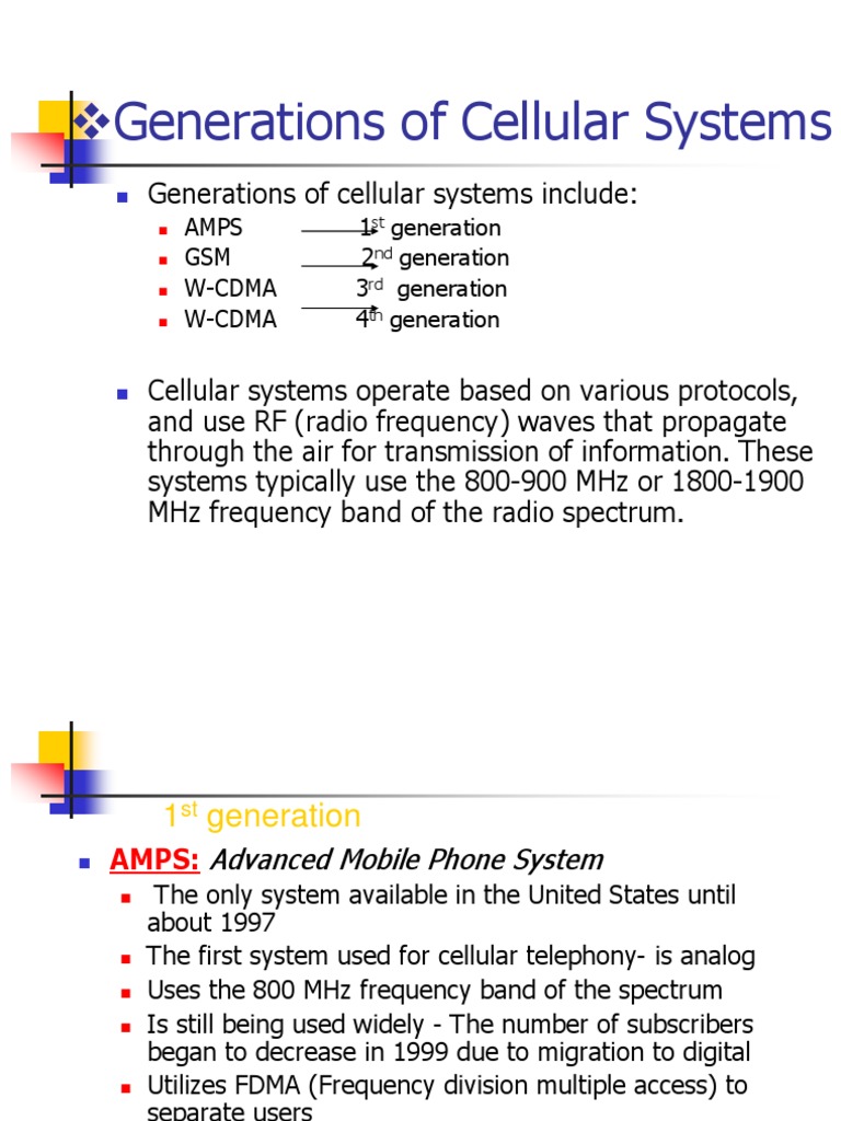 Generations of Cellular Systems | PDF | Cellular Network | 3 G