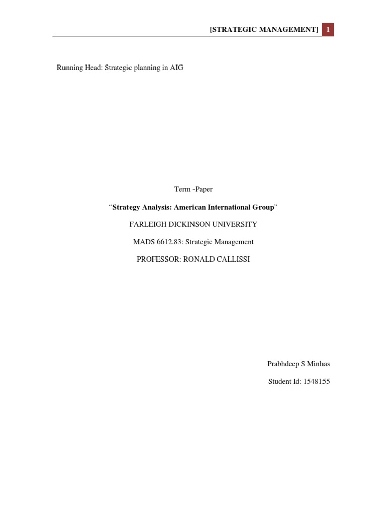 strategic management term paper pdf
