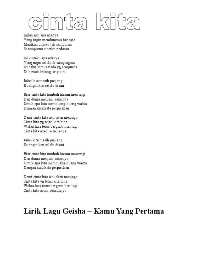 Lirik Lagu Geisha Kamu Yang Pertama