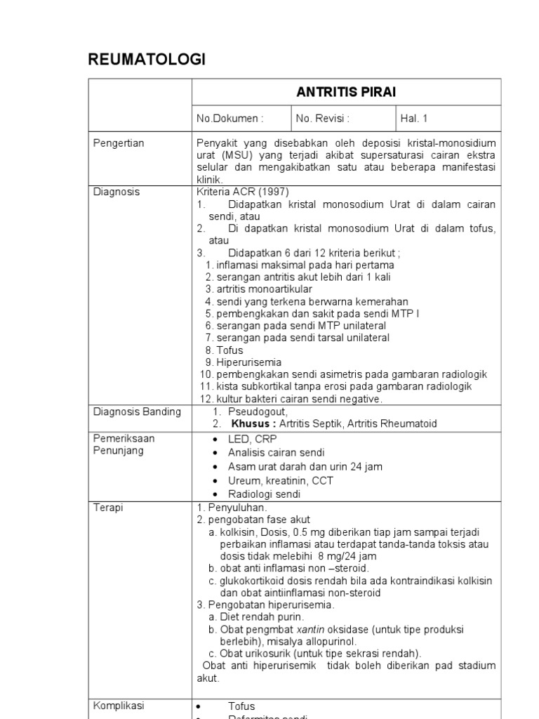 Protap Reumatologi | PDF