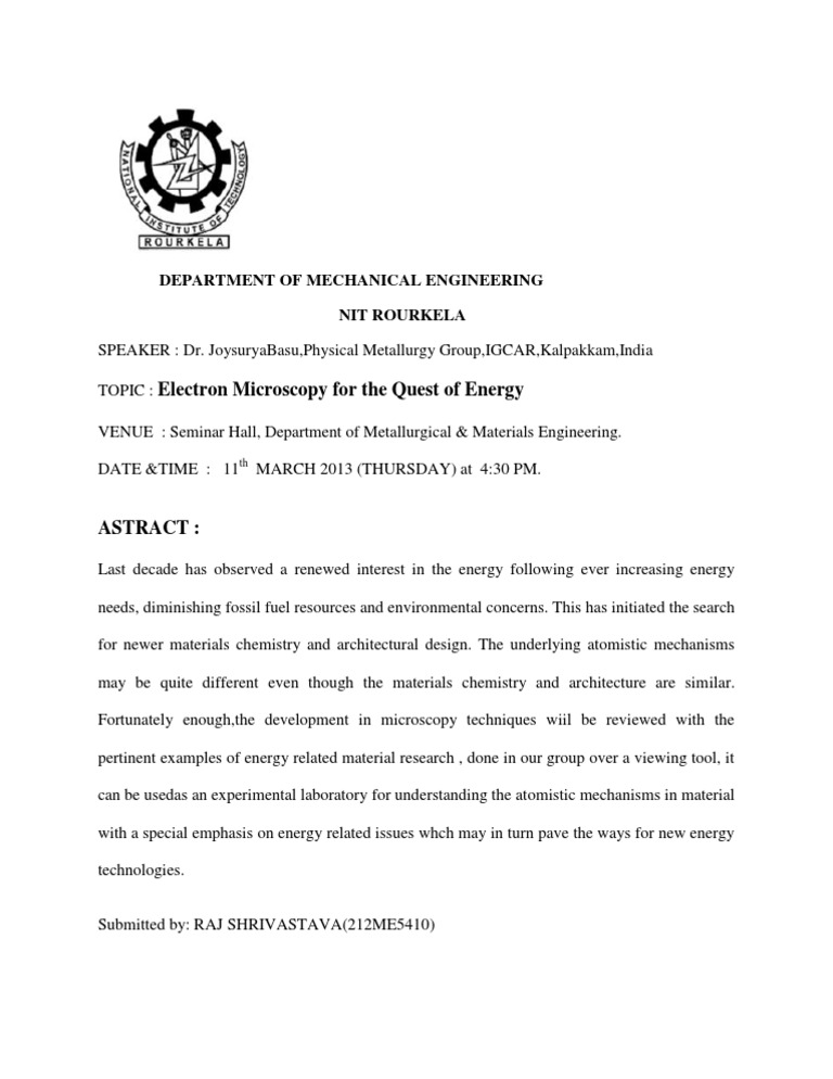 Electron Microscopy in Energy Research | PDF | Technology & Engineering