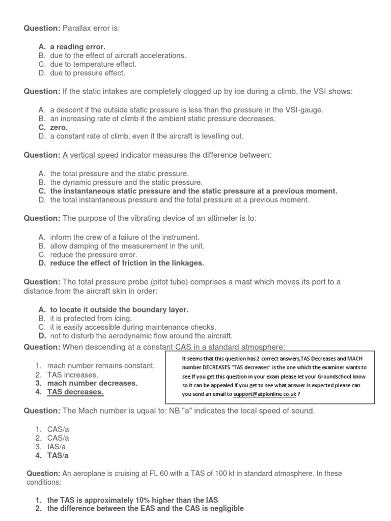 Aviation Instrumentation FAQs | PDF | Airspeed | Pressure Measurement