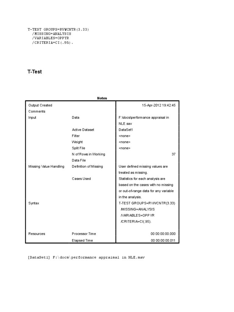 T-Test Analysis of Performance Data | PDF | Teaching Methods & Materials
