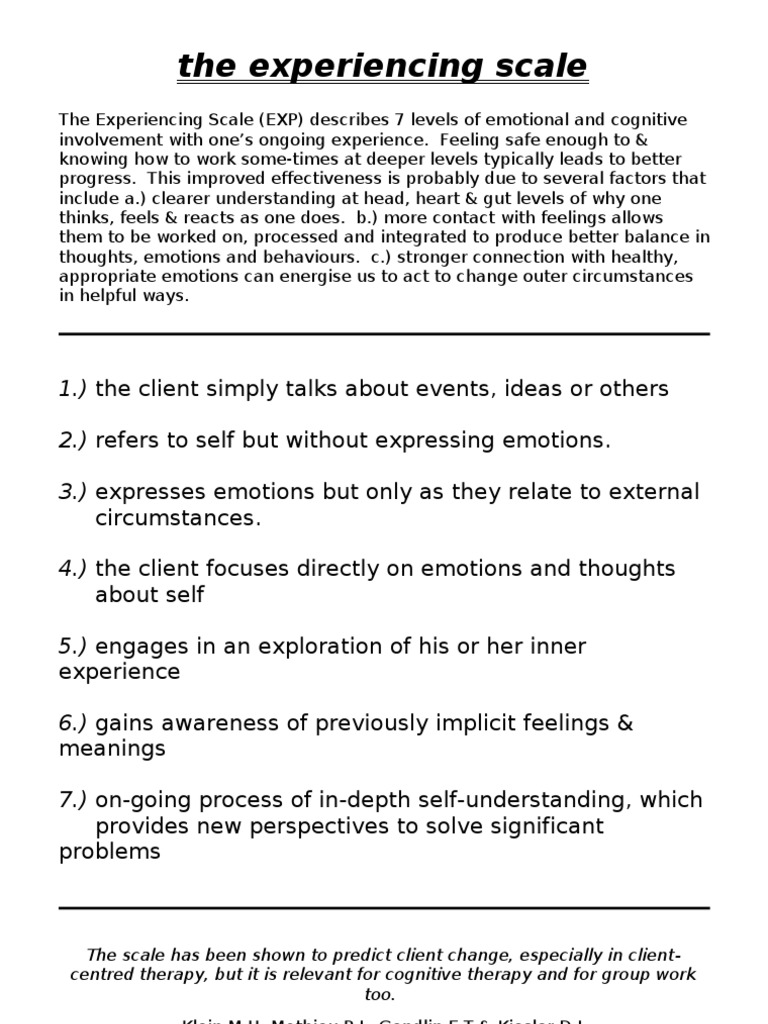 The Experiencing Scale Overview | PDF