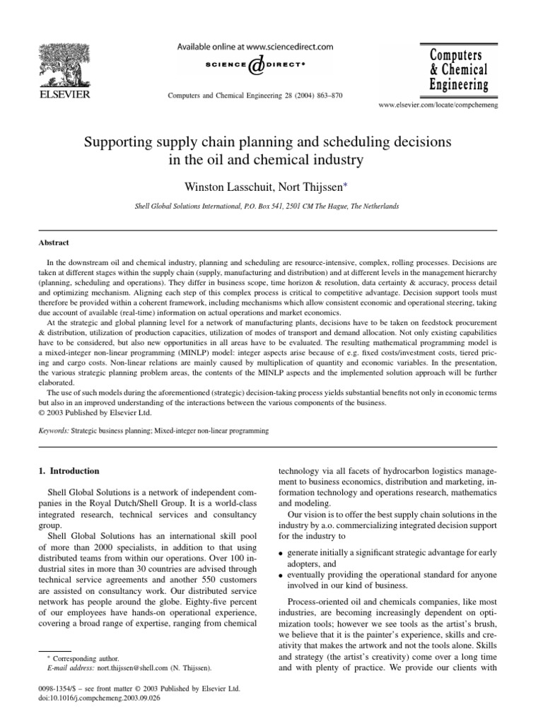 Supporting Supply Chain Planning Scheduling Pdf Mathematical