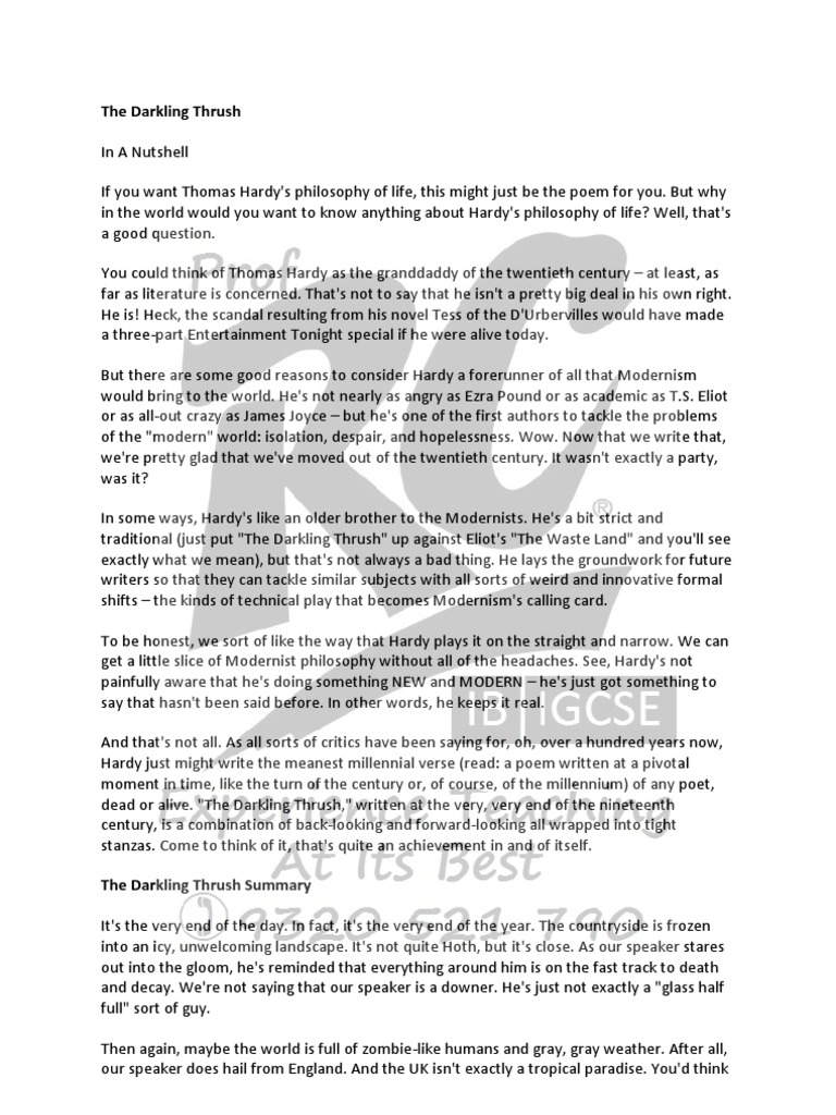 The darkling thrush analysis picture