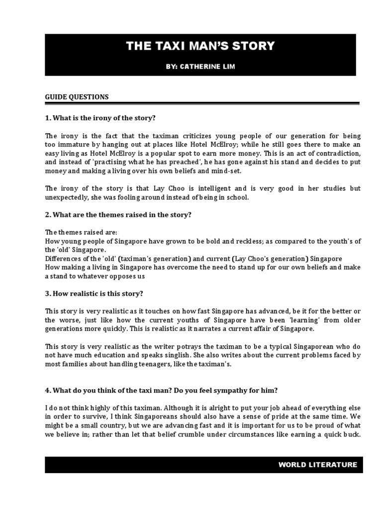 The Taximan's Story Catherine Lim.docx Padre Relaciones y crianza