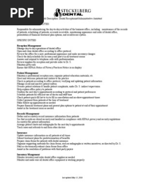 Job Description Recept