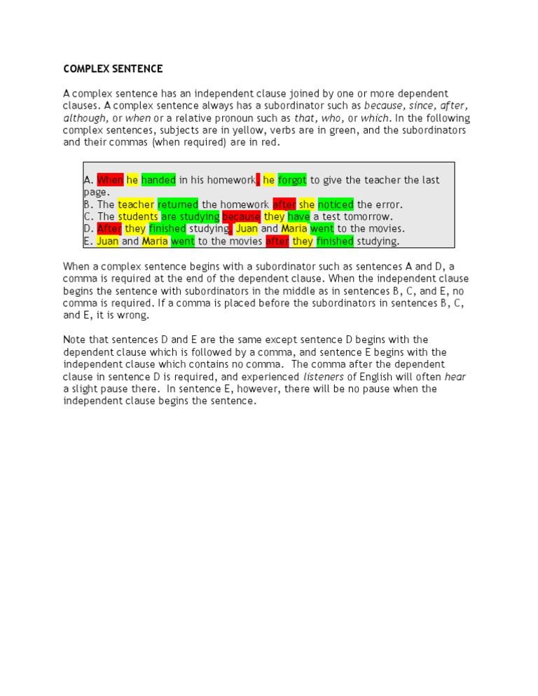 Understanding Complex Sentences | PDF