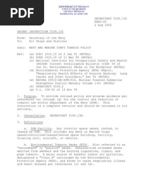 Navy Tobacco Policy Overview | PDF | Tobacco Smoking