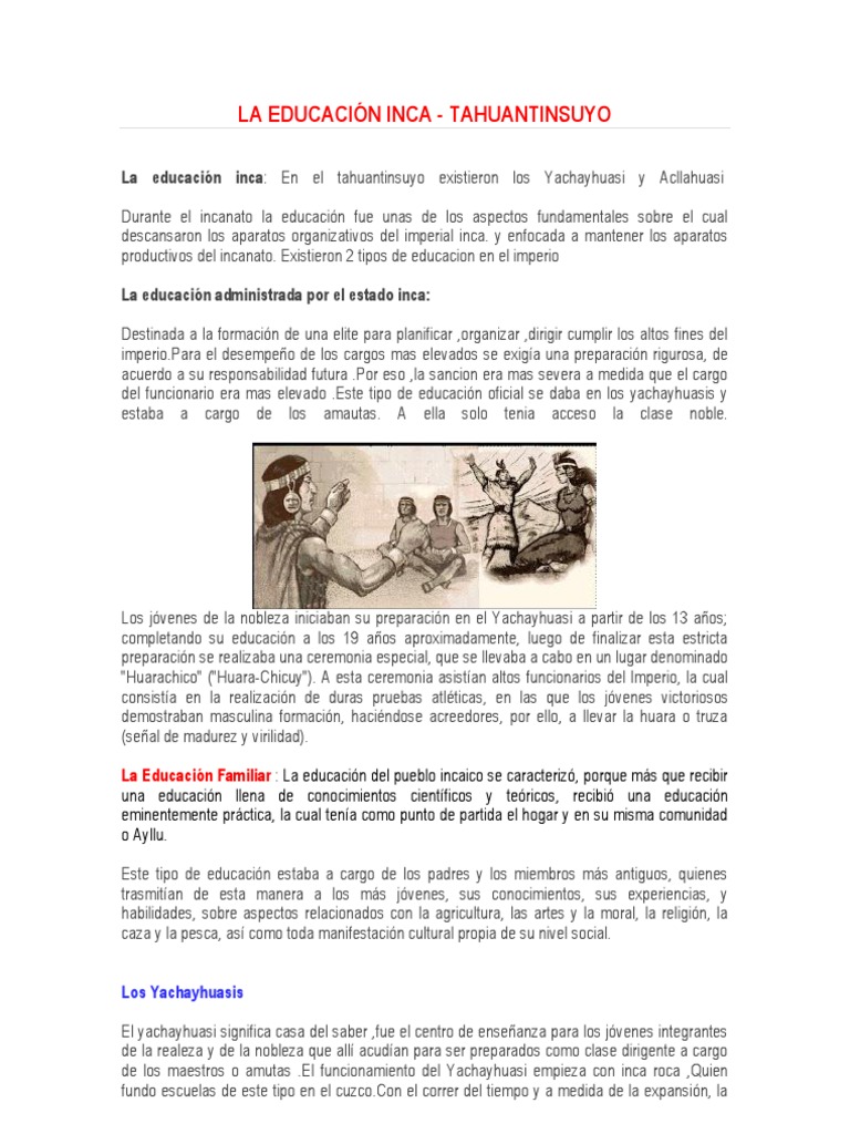 LA EDUCACIÓN INCA | Imperio Inca | Nobleza