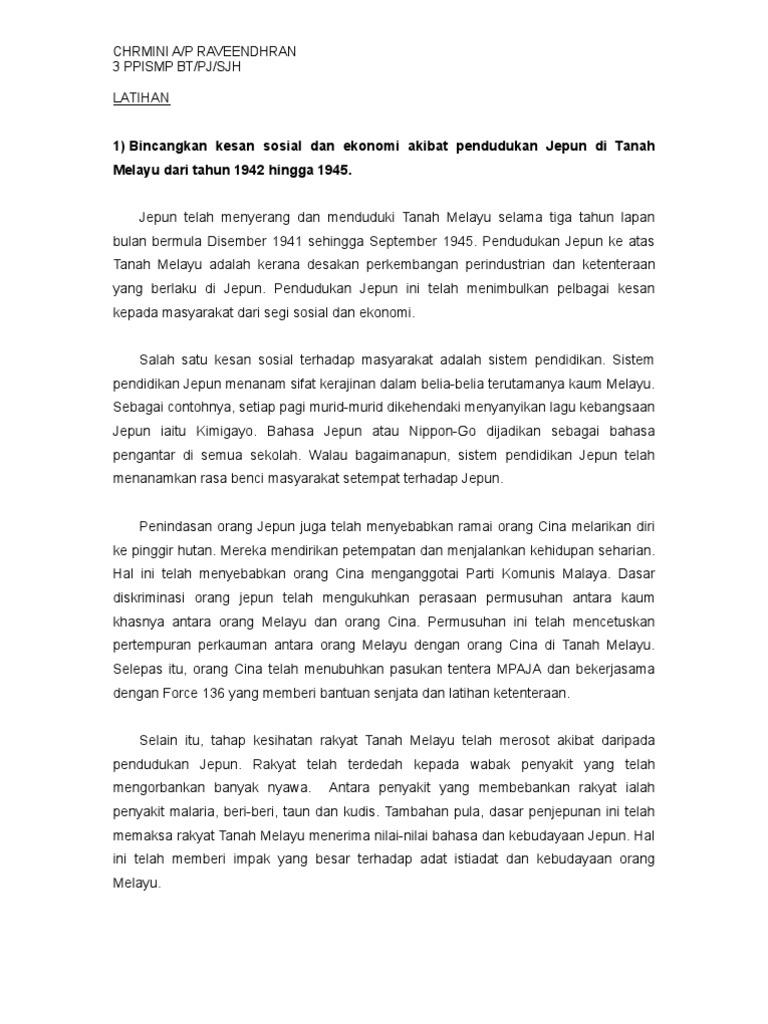 Kesan Pendudukan Jepun Pdf