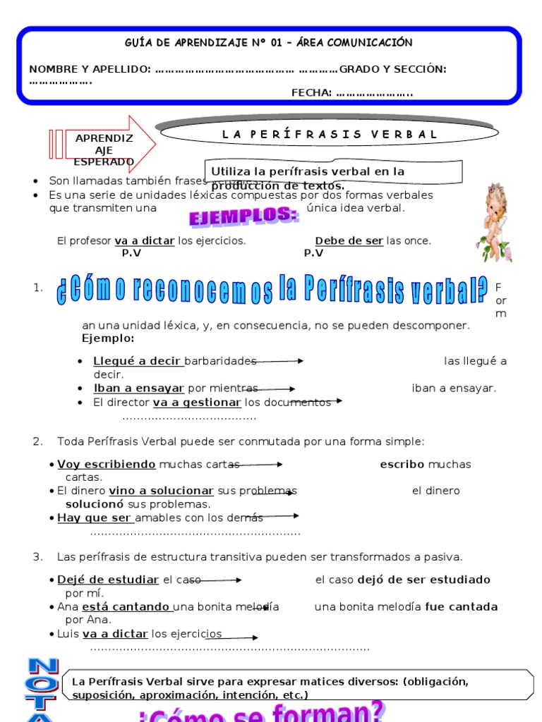 Perifrasis Verbal Reglas Verbo