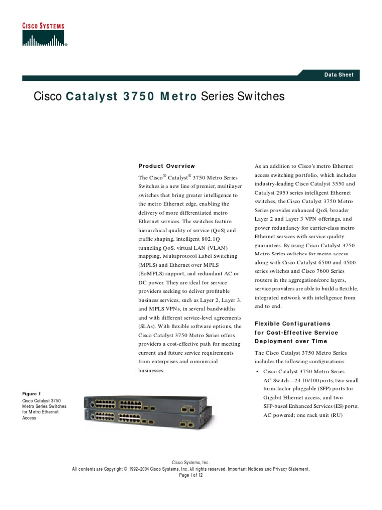 Cisco 3750 Datasheet | Download Free PDF | Virtual Private Network ...