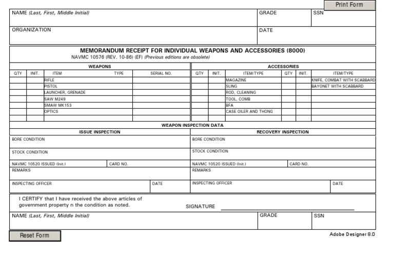 Individual Weapons Receipt Form | PDF | Technology & Engineering